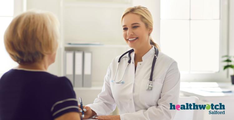 Female doctor speaking to a female patient.