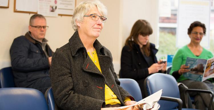 lady in GP waiting room