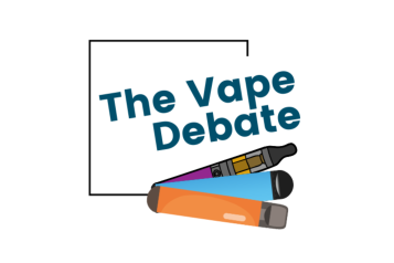 The Vape Debate logo with an image of three vapes.