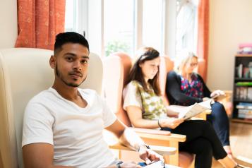 Range of people waiting in the waiting room 